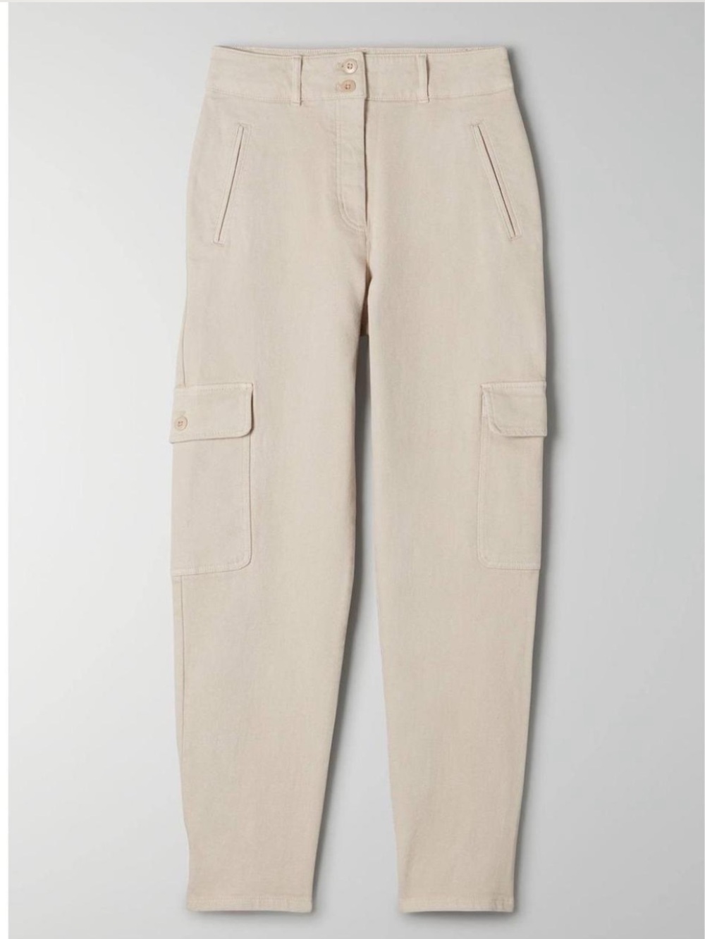 WILFRED FREE Aritzia Cream Utility Cargo Pants | High Rise Tapered Leg | Size 4